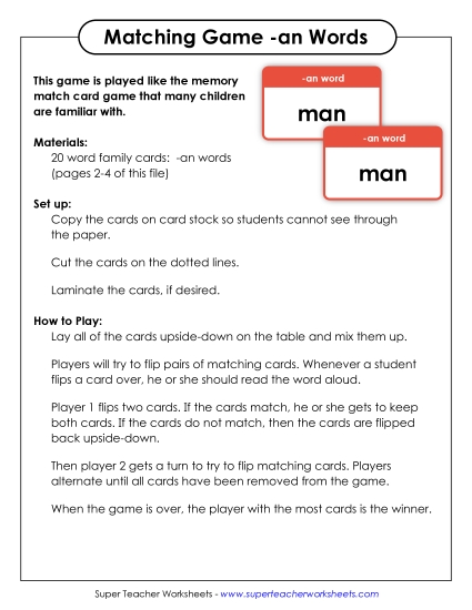 Word Games - Memory Match Game (-an)