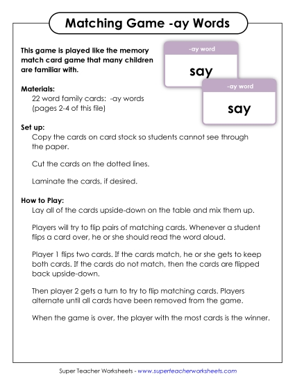 Word Games - Memory Match Game (-ay)