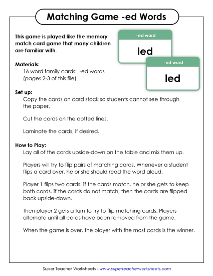 Word Games - Memory Match Game (-ed) Word Games - Memory Match Game (-ed)