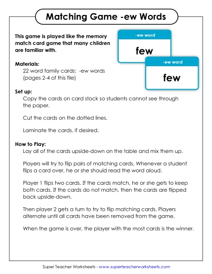 Word Games - Memory Match Game (-ew) Word Games - Memory Match Game (-ew)