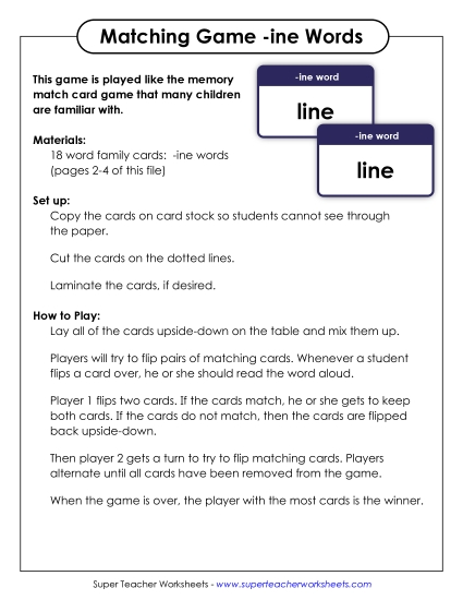 Word Games - Memory Match Game (-ine) Word Games - Memory Match Game (-ine)