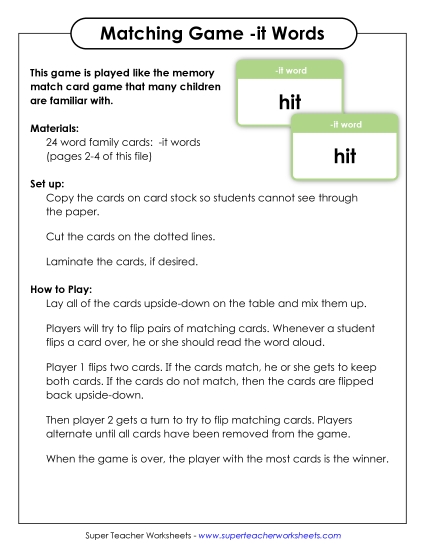 Word Games - Memory Match Game (-it)