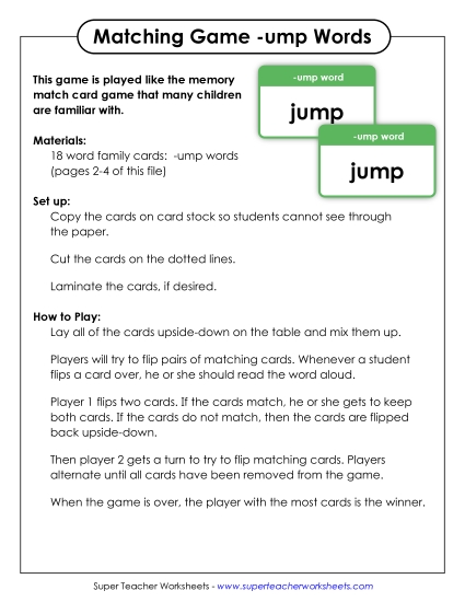 Word Games - Memory Match Game (-ump) Word Games - Memory Match Game (-ump)