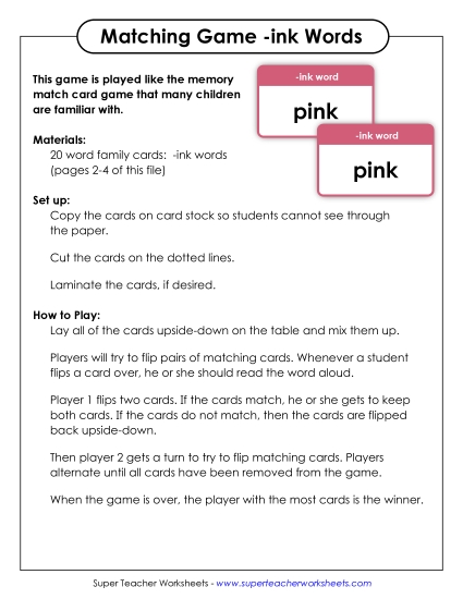 Word Games - Memory Matching Game (-ink)