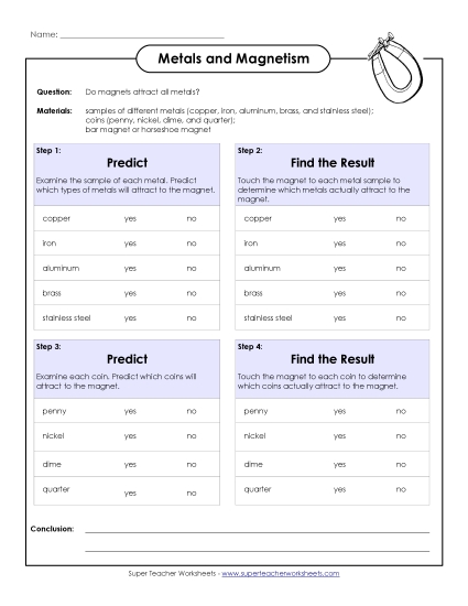 Magnetism Worksheets & Activities - Metals and Magnetism Magnetism Worksheets & Activities - Metals and Magnetism