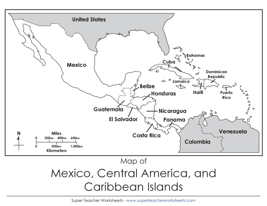 Maps of North America - Mexico & Central America Map Maps of North America - Mexico & Central America Map
