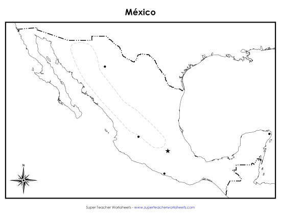Maps of Mexico - Mexico Map (Blank; Spanish) Maps of Mexico - Mexico Map (Blank; Spanish)