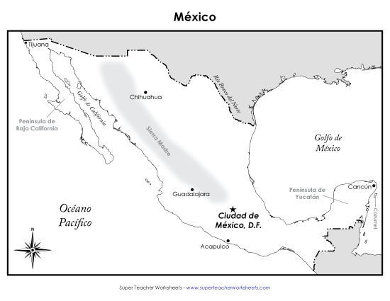 Maps of Mexico - Mexico Map (Labeled; Spanish) Maps of Mexico - Mexico Map (Labeled; Spanish)