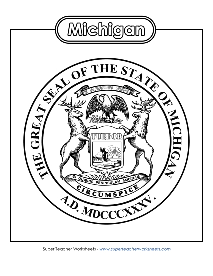 Flags & Seals - Michigan State Seal (Black & White)