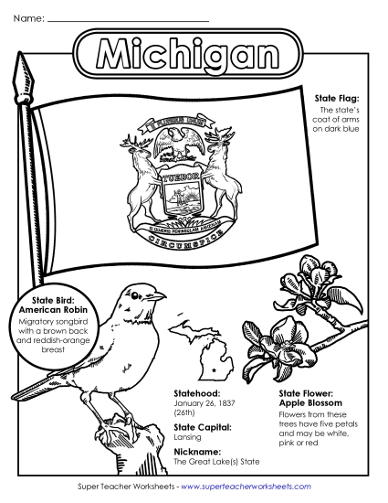 Symbols - Michigan State Symbols Coloring Page