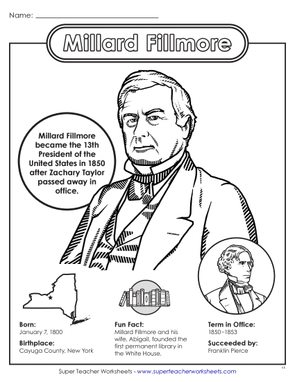 President Fact Sheets - Millard Fillmore Fact Sheet (Printable PDF Worksheet)