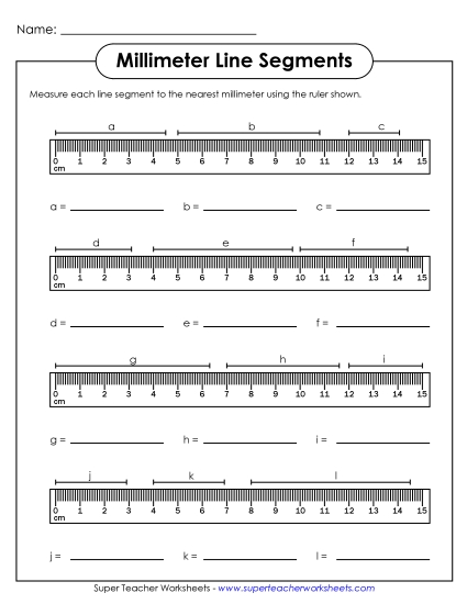 Measuring Millimeters - Millimeters - Line Segments Measuring Millimeters - Millimeters - Line Segments