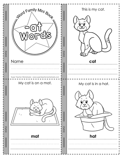 Word Family Mini-Books - Mini-Book: -at Words