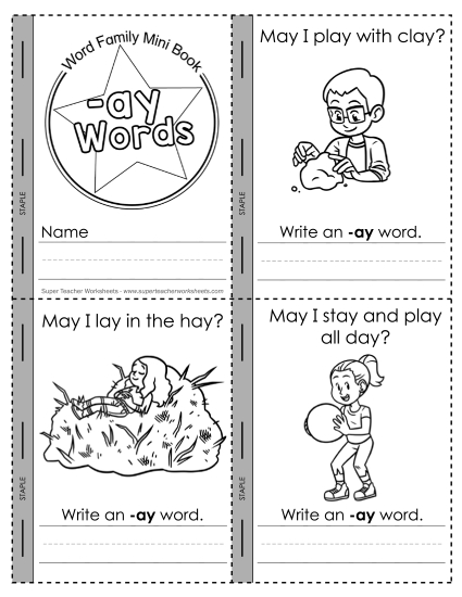 Word Family Mini-Books - Mini-Book: -ay Words