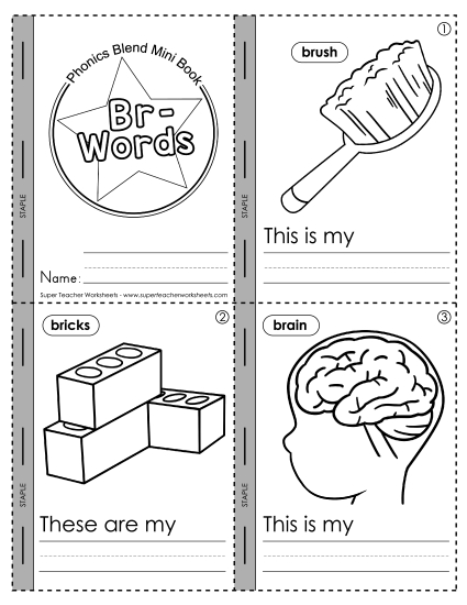 Cut and Glue Activities - Mini-Book: Br- Words