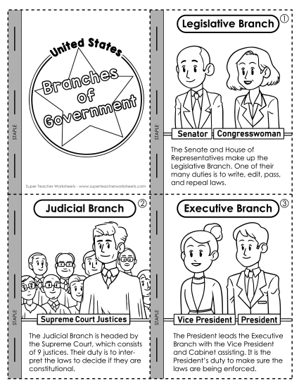 Cut and Glue Activities - Mini-Book (Branches of Government)