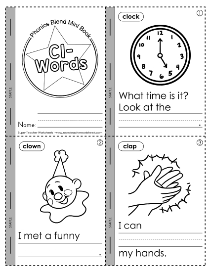 Cut and Glue Activities - Mini Book: Cl- Words Cut and Glue Activities - Mini Book: Cl- Words