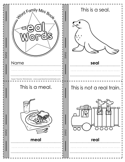 Word Family Mini-Books - Mini-Book: -eal Words