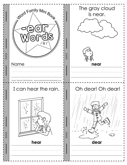 Word Family Mini-Books - Mini-Book: -ear Words ('eer' sound)