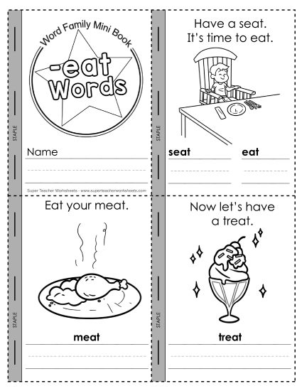 Word Family Mini-Books - Mini-book: -eat Words