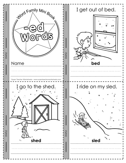 Word Family Mini-Books - Mini-book: -ed Words Word Family Mini-Books - Mini-book: -ed Words
