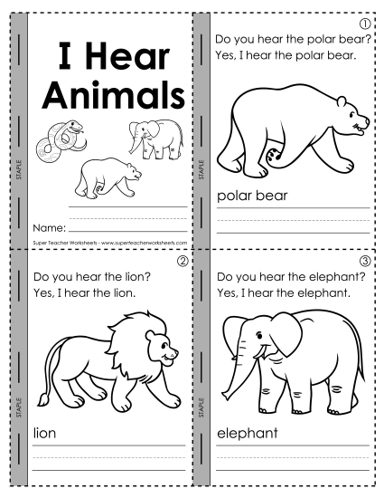 Cut-and-Paste Activities - Mini-Book: I Hear Animals!