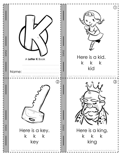 Worksheets - Mini-Book: Letter K Worksheets - Mini-Book: Letter K