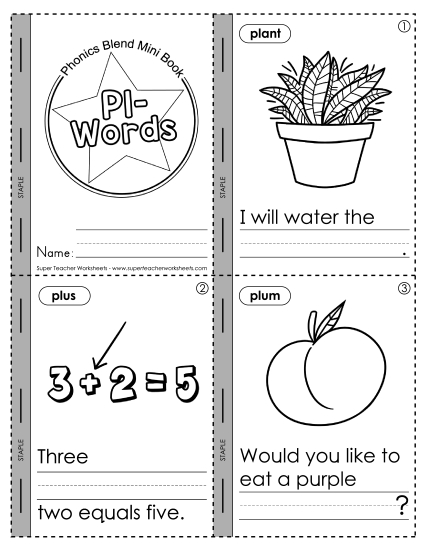 Cut and Glue Activities - Mini-Book: Pl- Words Cut and Glue Activities - Mini-Book: Pl- Words