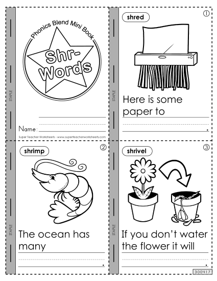 Cut-and-Glue Activities - Mini-Book (Shr- Words) Cut-and-Glue Activities - Mini-Book (Shr- Words)