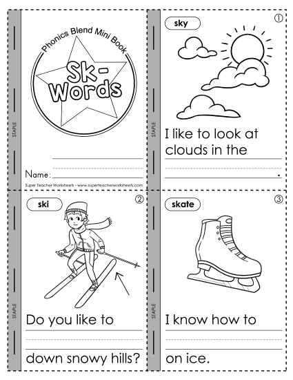 Cut and Glue Activities - Mini-Book: Sk- Words Cut and Glue Activities - Mini-Book: Sk- Words
