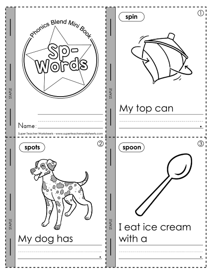 Cut and Glue Activities - Mini-Book: Sp- Words Cut and Glue Activities - Mini-Book: Sp- Words