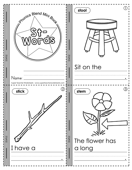 Consonant Blends - Mini-Book: St- Words