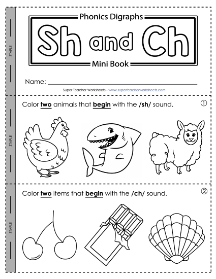 Sh and Ch Mixed - Mini-Book: Words with Ch and Sh