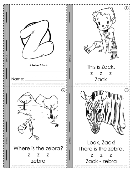 Zoo Language, Reading, & Phonics - Mini-Book: Zack at the Zoo