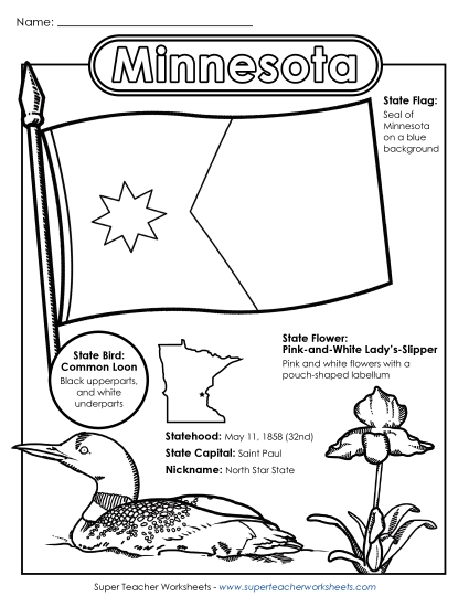 Symbols - Minnesota State Symbols Coloring Page Symbols - Minnesota State Symbols Coloring Page