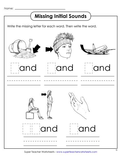 Worksheets - Missing Initial Sound (-and)