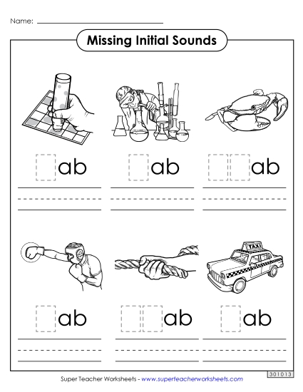 Worksheets - Missing Initial Sounds (-ab)