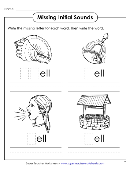 Worksheets - Missing Initial Sounds (-ell)
