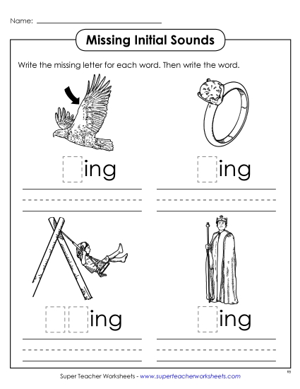 Worksheets - Missing Initial Sounds (-ing)