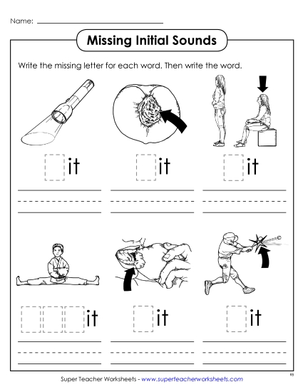 Worksheets - Missing Initial Sounds (-it)