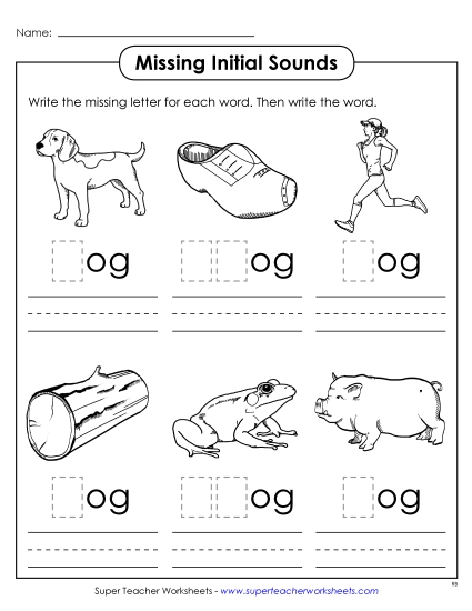 Worksheets - Missing Initial Sounds (-og) Worksheets - Missing Initial Sounds (-og)