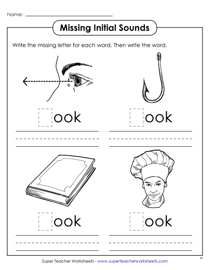 Worksheets - Missing Initial Sounds (-ook)