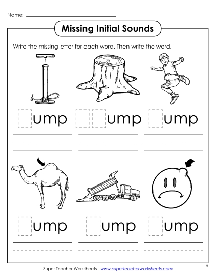Worksheets - Missing Initial Sounds (-ump) Worksheets - Missing Initial Sounds (-ump)