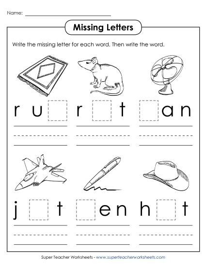 Missing Letters - Missing Letters 1 (CVC Words) Missing Letters - Missing Letters 1 (CVC Words)