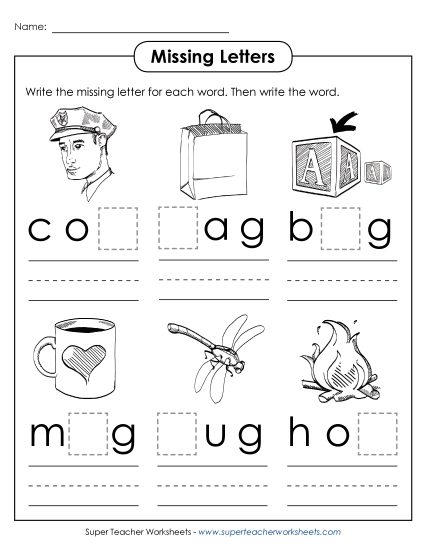 Missing Letters - Missing Letters 3 (CVC Words) Missing Letters - Missing Letters 3 (CVC Words)