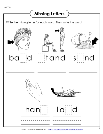 Worksheets - Missing Letters (-and)