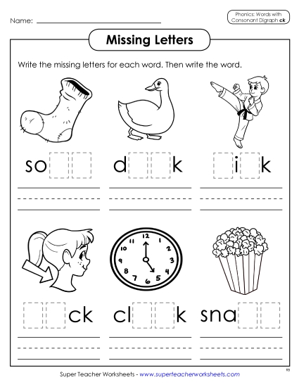 Worksheets - Missing Letters (CK Words)