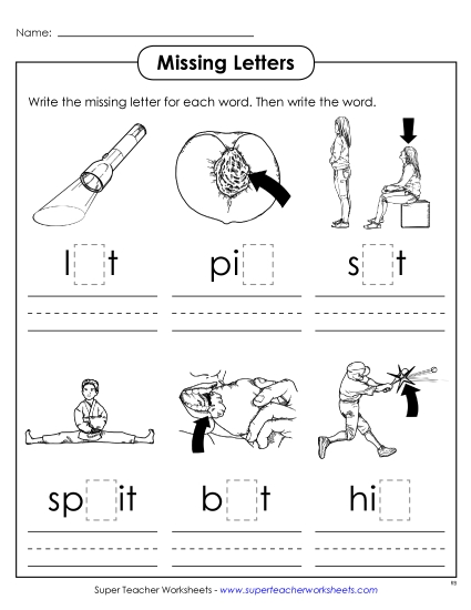 Worksheets - Missing Letters (-it)