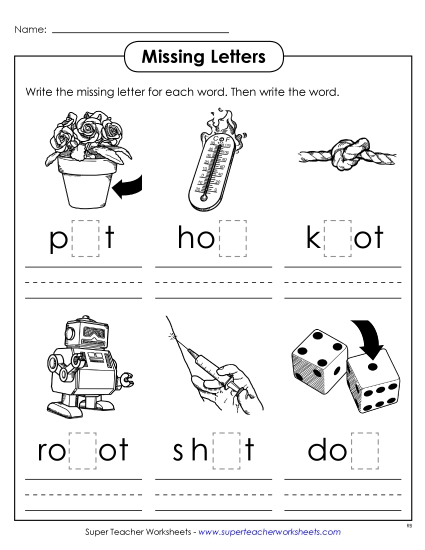 Worksheets - Missing Letters (-ot) Worksheets - Missing Letters (-ot)