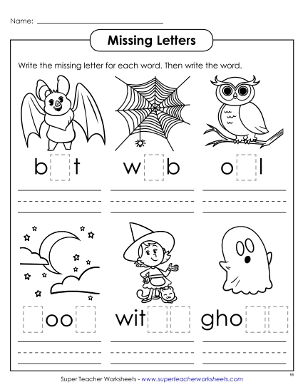 Phonics Worksheets - Missing Letters Phonics Worksheets - Missing Letters